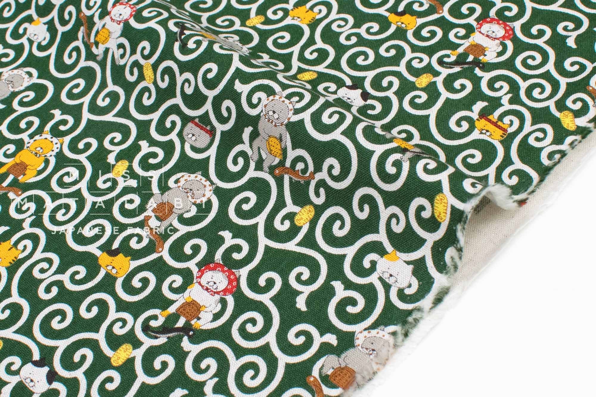 Japanese Fabric Dojou Sukui Cats - A - 50cm