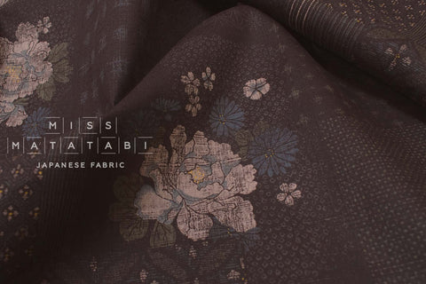 Japanese Fabric Crested Flower Pattern - C - 50cm