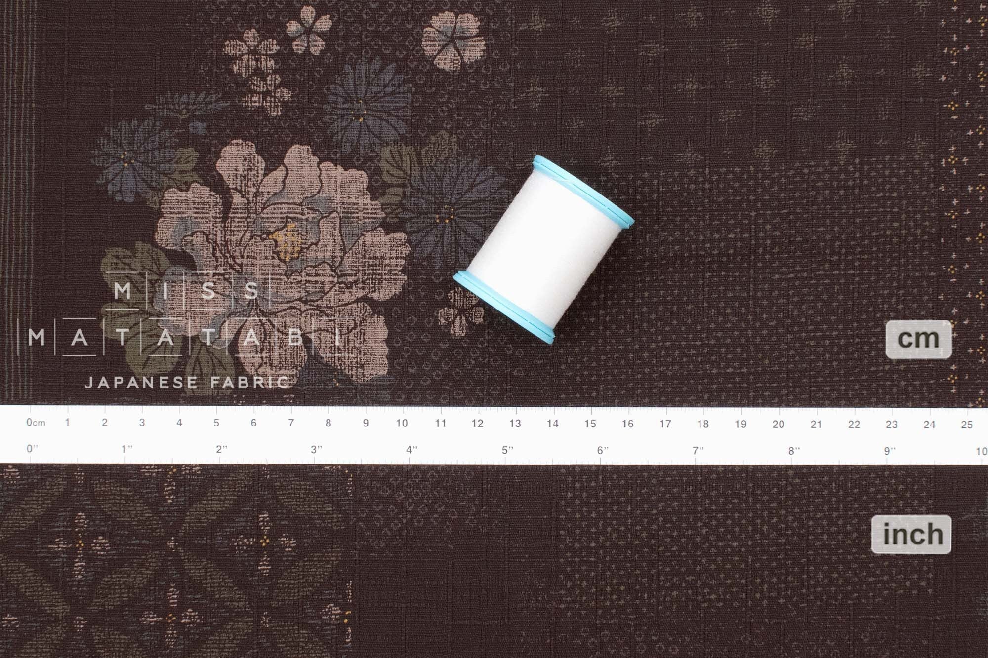 Japanese Fabric Crested Flower Pattern - C - 50cm