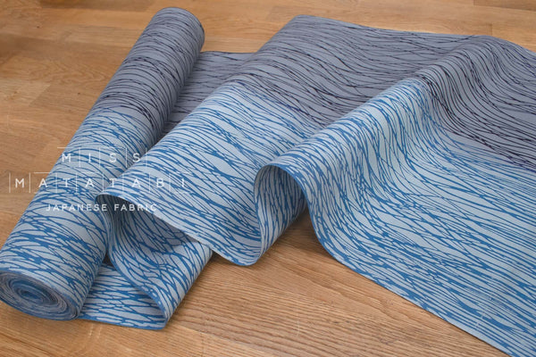 Shokunin Collection Hand-printed Chusen Japanese Yukata Fabric - motsuresuji - grey, blue - 50cm