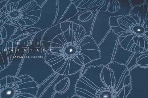 Japanese Fabric Monotone Poppies - D - 50cm