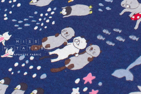 Japanese Fabric Cotton Ripple Polar Cats - D - 50cm