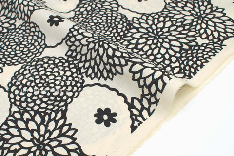 Japanese Fabric Peony Dobby - black - 50cm