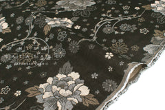 Japanese Fabric Yarn Dyed Jacquard Peony II - black, latte - 50cm