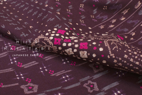 Japanese Fabric Floating Flower Kasuri - purple berry - 50cm