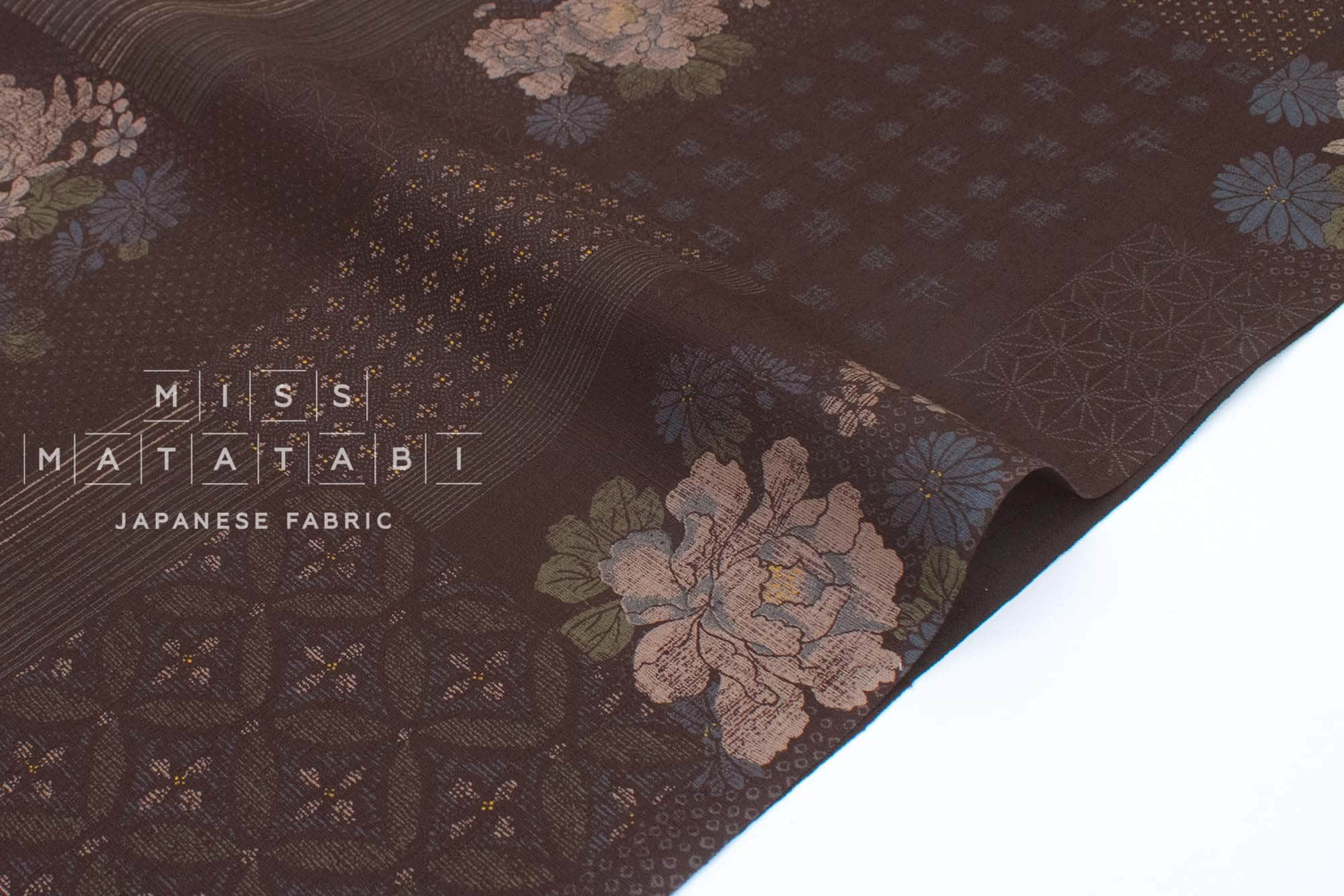 Japanese Fabric Crested Flower Pattern - C - 50cm
